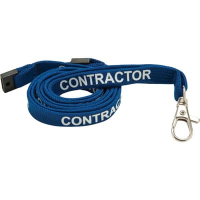 10mm Tubular Lanyard Pre-Printed: CONTRACTOR (UK Stock)