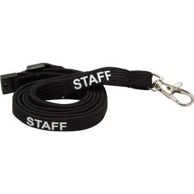 10mm Tubular Lanyard Pre-Printed: STAFF (UK Stock)