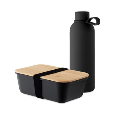 Recycled Bamboo RPET Stainless Steel Lunch Box Water Bottle Gift Set