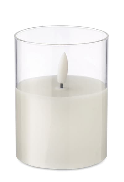 Led Wax Candle In Glass Holder