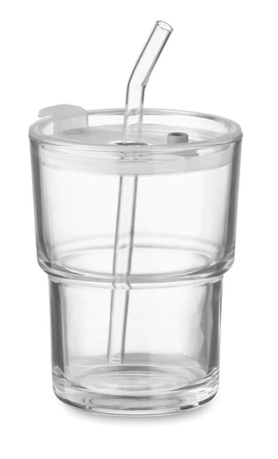 Glass Tumbler With Straw 400ml