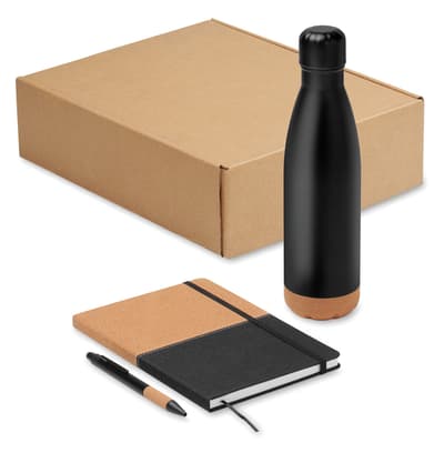 Recycled RPET Stainless Steel Aluminium 3 Piece Gift Set In Box
