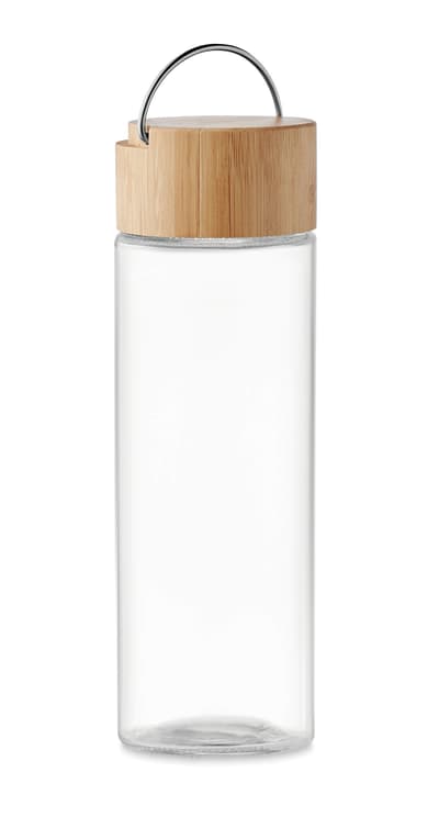 Glass Water Bottle 500ml Bamboo Lid