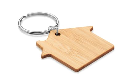 House Shaped Bamboo Key Ring