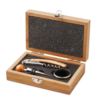 Wine Set In Bamboo Box