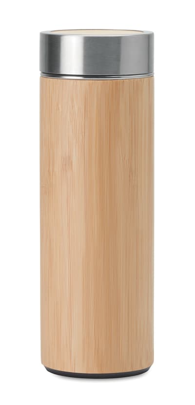 Stainless Steel Double Wall Bamboo Flask 400ml