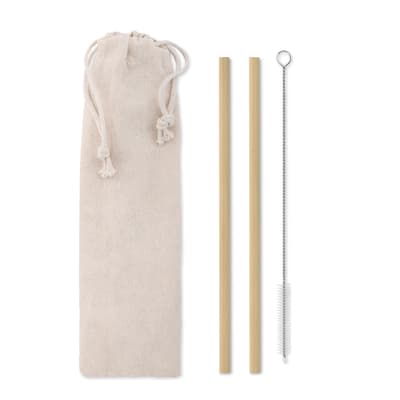 Bamboo Straw W/brush In Pouch