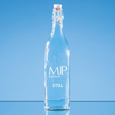 Custom Branded 1ltr Square White Cap Swing Top Bottle