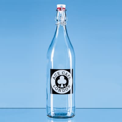 Custom Branded 1ltr Round White Cap Swing Top Bottle