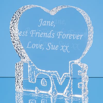 Promotional 10cm Optical Crystal Love Heart Paperweight