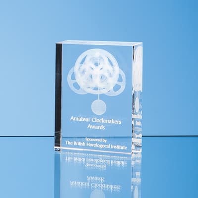 Promotional 12cm x 8.5cm Optical Crystal Rectangle Award, H or V