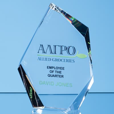 Promotional 18cm Optical Crystal Facetted Ice Peak Award