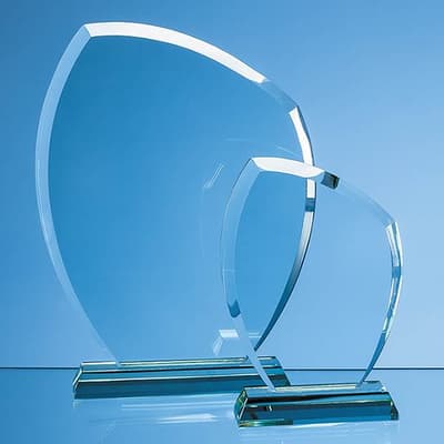 Custom Printed 24cm x 19.5cm x 12mm Jade Glass Autumn Leaf Award