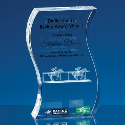 Promotional 15cm Optical Crystal Freestanding Wave Award