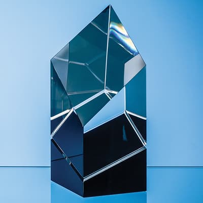 Promotional 20.5cm Clear & Onyx Black Optical Crystal Facetted Prism Award