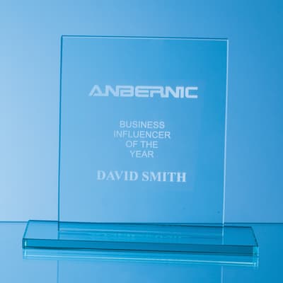 Custom Printed 15cm x 12.5cm x 10mm Jade Glass Rectangle Award