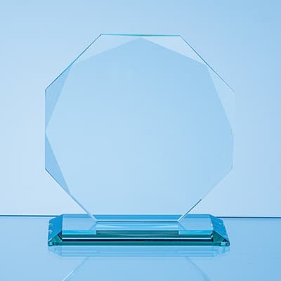 Custom Printed 11.5cm x 11.5cm x 10mm Jade Glass Facetted Octagon Award