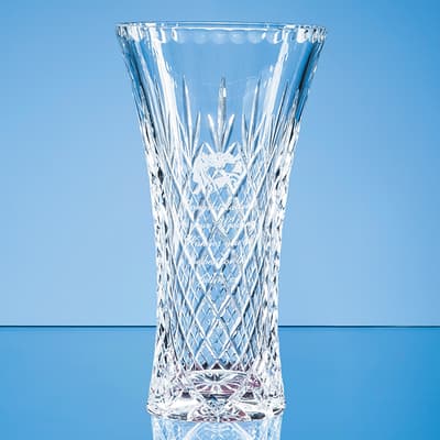 Branded 25.5cm Lead Crystal Panelled Flared Vase