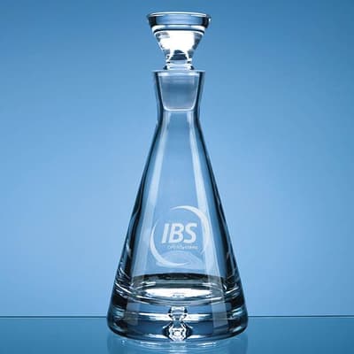Custom Printed 0.75ltr Handmade Bubble Base Pyramid Decanter