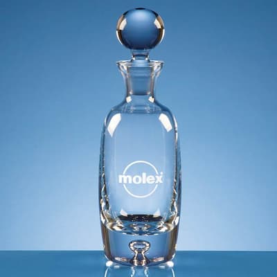 Custom Printed 0.5ltr Handmade Tall Bubble Base Wine Decanter