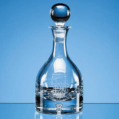 Custom Printed 0.6ltr Handmade Bubble Base Round Wine Decanter