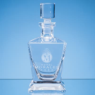 Custom Printed 0.75ltr Handmade Tapered Square Spirit Decanter