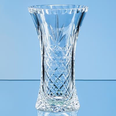 Branded 19cm Lead Crystal Panelled Flared Vase