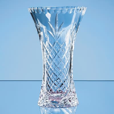 Branded 23cm Lead Crystal Panelled Flared Vase