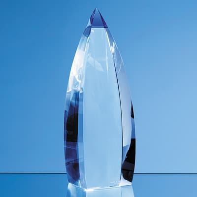 Promotional 23cm Nik Meller Design Clear Optical Crystal & Cobalt Blue Vetri Obelisk Award