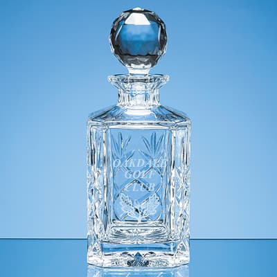 Custom Printed 0.8ltr Blenheim Lead Crystal Panel Square Spirit Decanter
