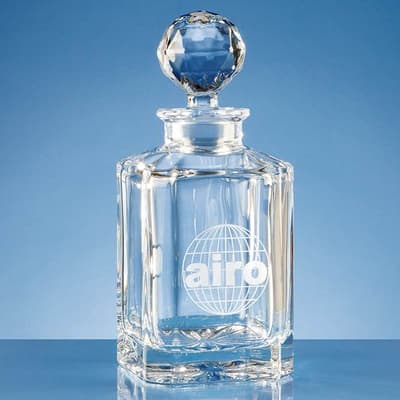 Custom Printed 0.8ltr Crystalite Square Spirit Decanter