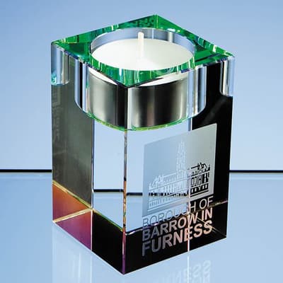 Branded 8cm Optical Crystal Tealight Holder