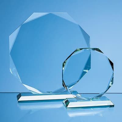Custom Printed 19cm x 19cm x 15mm Jade Glass Facetted Octagon Award