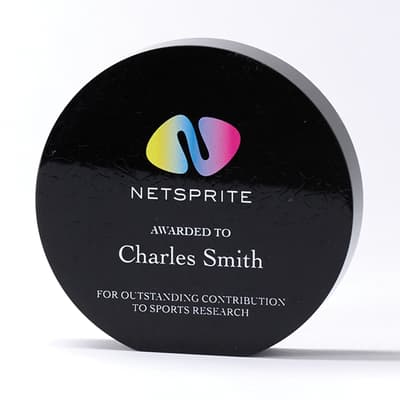 Branded 15cm Dia x 2.5cm 100% Recycled Acrylic Circle Award