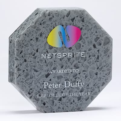Branded 10cm x 10cm x 2cm 100% Recycled Acrylic Octagon Award