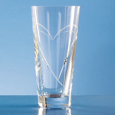 Promotional 20cm Diamante Conical Vase with Heart Shaped Cutting
