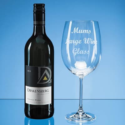 Custom Printed 850ml Grande Vino Full Bottle of Wine Glass