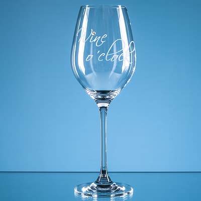 Custom Printed 360ml Wine oclock Diamante Wine Glass