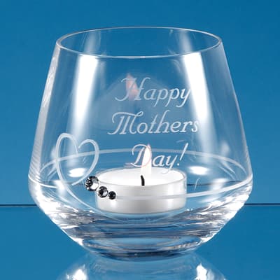 Branded 9cm Diamante Petit Tealight Holder with Heart Design