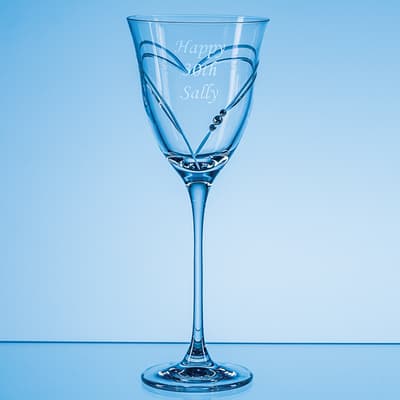 Custom Printed 310ml Beloved Heart Diamante Red Wine Glass