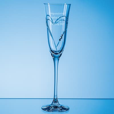 Custom Printed 160ml Beloved Heart Diamante Champagne Flute