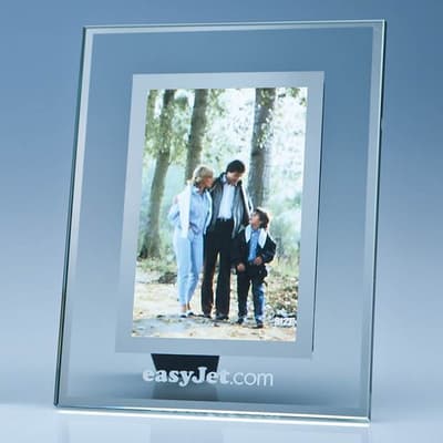 Custom Printed Clear Glass Frame with a Mirror Inlay for 4inchinch x 6inchinch Photo, V
