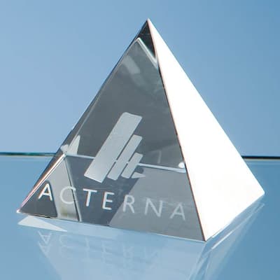 Promotional 6.5cm Optical Crystal 4 Sided Pyramid