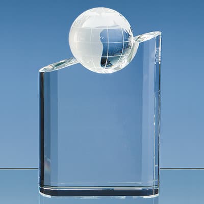 Promotional 18cm Optical Crystal Globe Mountain Award