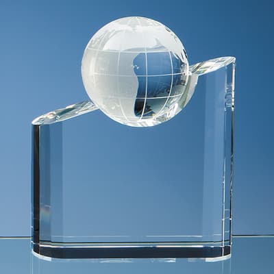 Promotional 21.5cm Optical Crystal Globe Mountain Award
