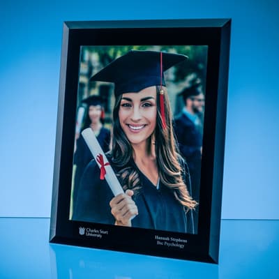 Custom Printed Black Surround Glass Frame for A4 Photo or Certificate, H or V