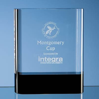 Promotional 15.5cm Optical Crystal Rectangle with Onyx Black Base
