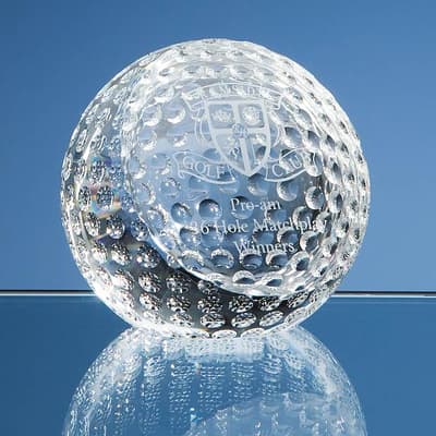 Promotional 8cm Optical Crystal Golf Ball Paperweight