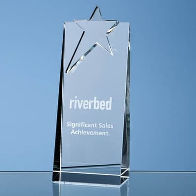 Promotional 18cm Optical Crystal Star Rectangle Award
