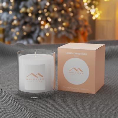 Promotional 9.2cm Promotional Pomegranate & Hibiscus Scented Candle in a Printed Gift Box